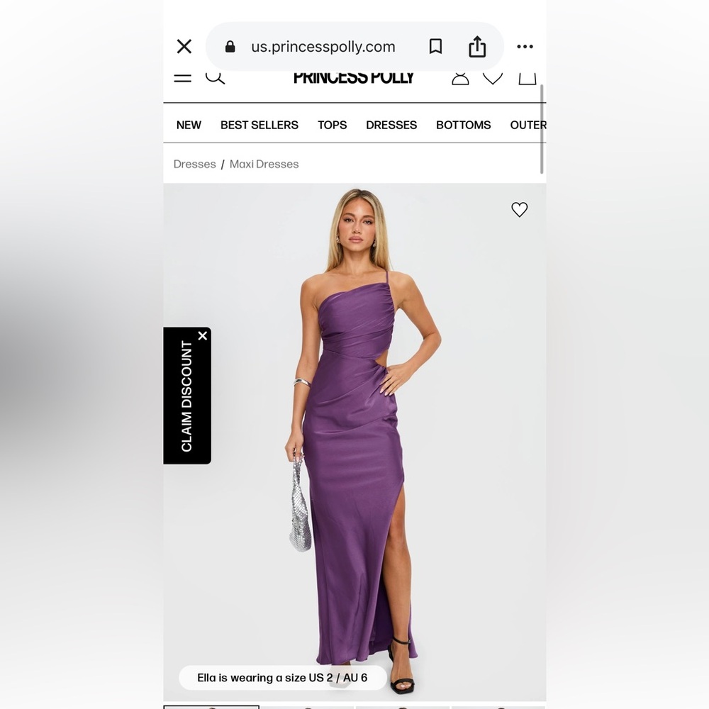 Princess Polly One-Shoulder Satin Dress in Purple